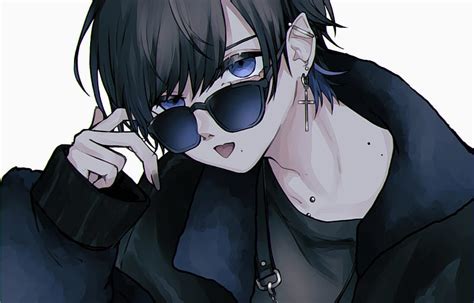 anime character with sunglasses|anime boy with cool sunglasses.